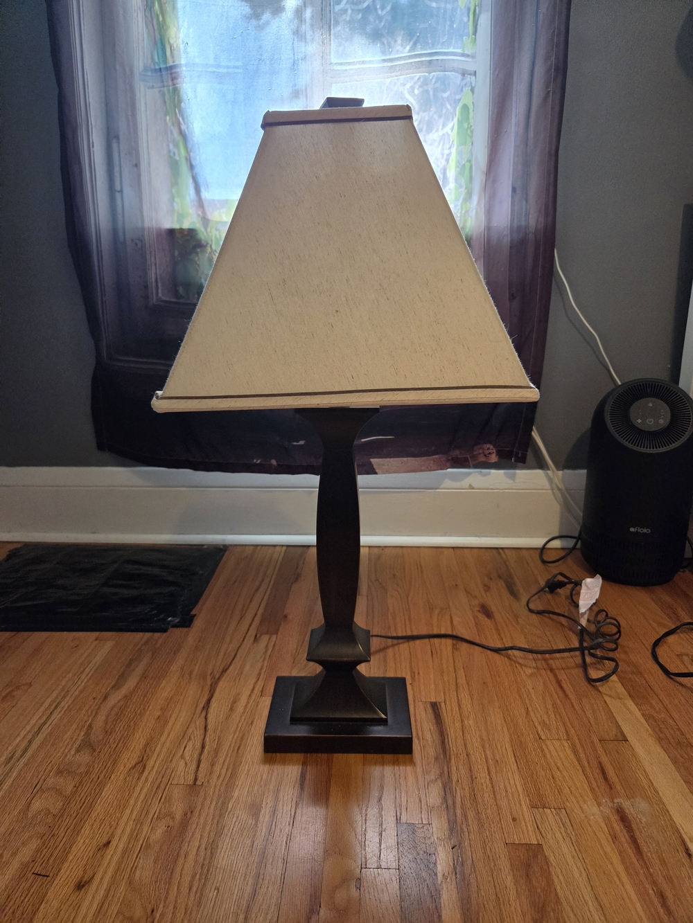 Classic Black Table Lamp with Beige Shade - Home Accents